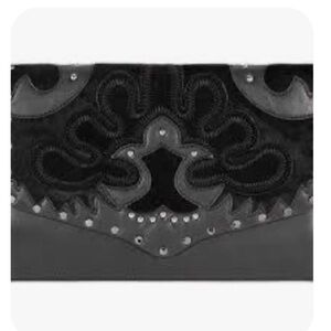 Rebecca Minkoff Black Leather Clutch with Stud Accents